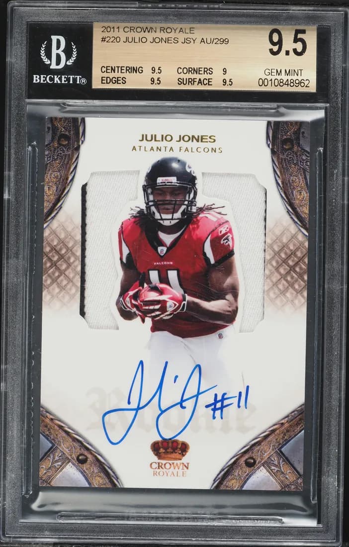 2011 Crown Royale Julio Jones RC #220 Autographed Jersey /299 card front