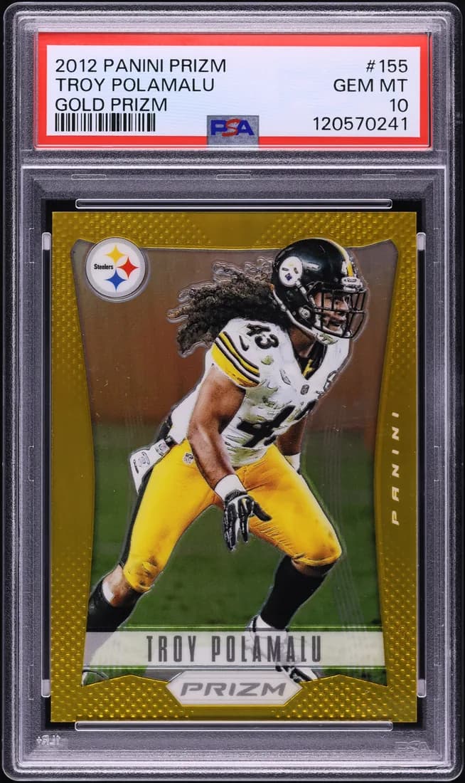 2012 Panini Prizm Gold Troy Polamalu #155 /10 card front