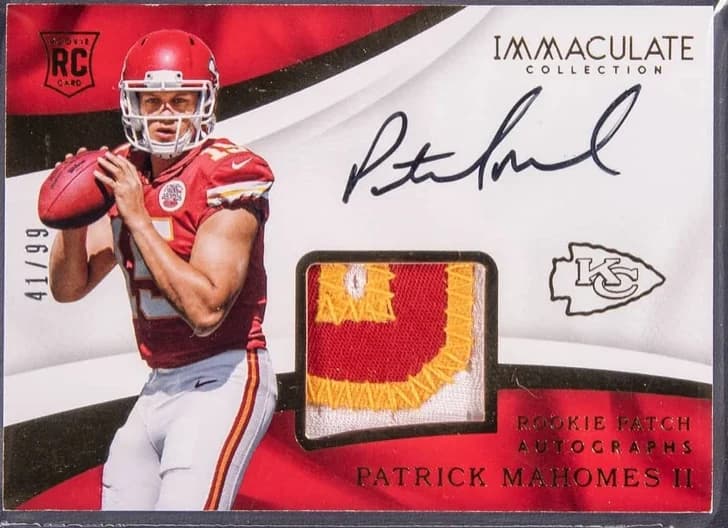 2017 Panini Immaculate Patrick Mahomes Rookie Patch Autograph #104 card front