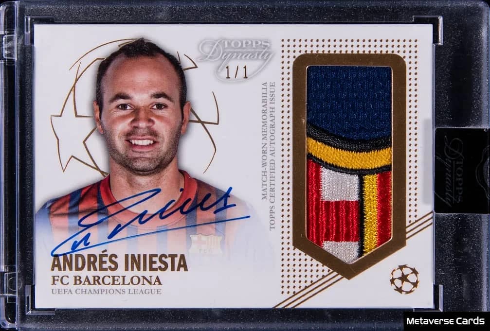 2022-23 Topps Dynasty UEFA Champions League Autographed Patch Gold Andrés Iniesta, copy from a recorded sale (front)