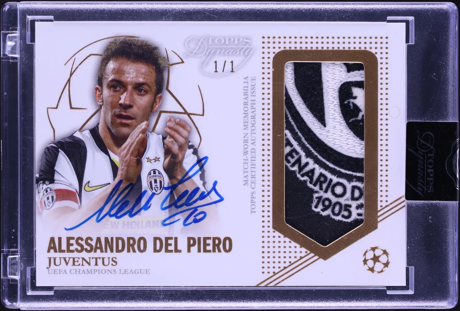 2022 Topps Dynasty UEFA Champions League Gold Alessandro Del Piero, graded copy from a recorded sale (slab front)