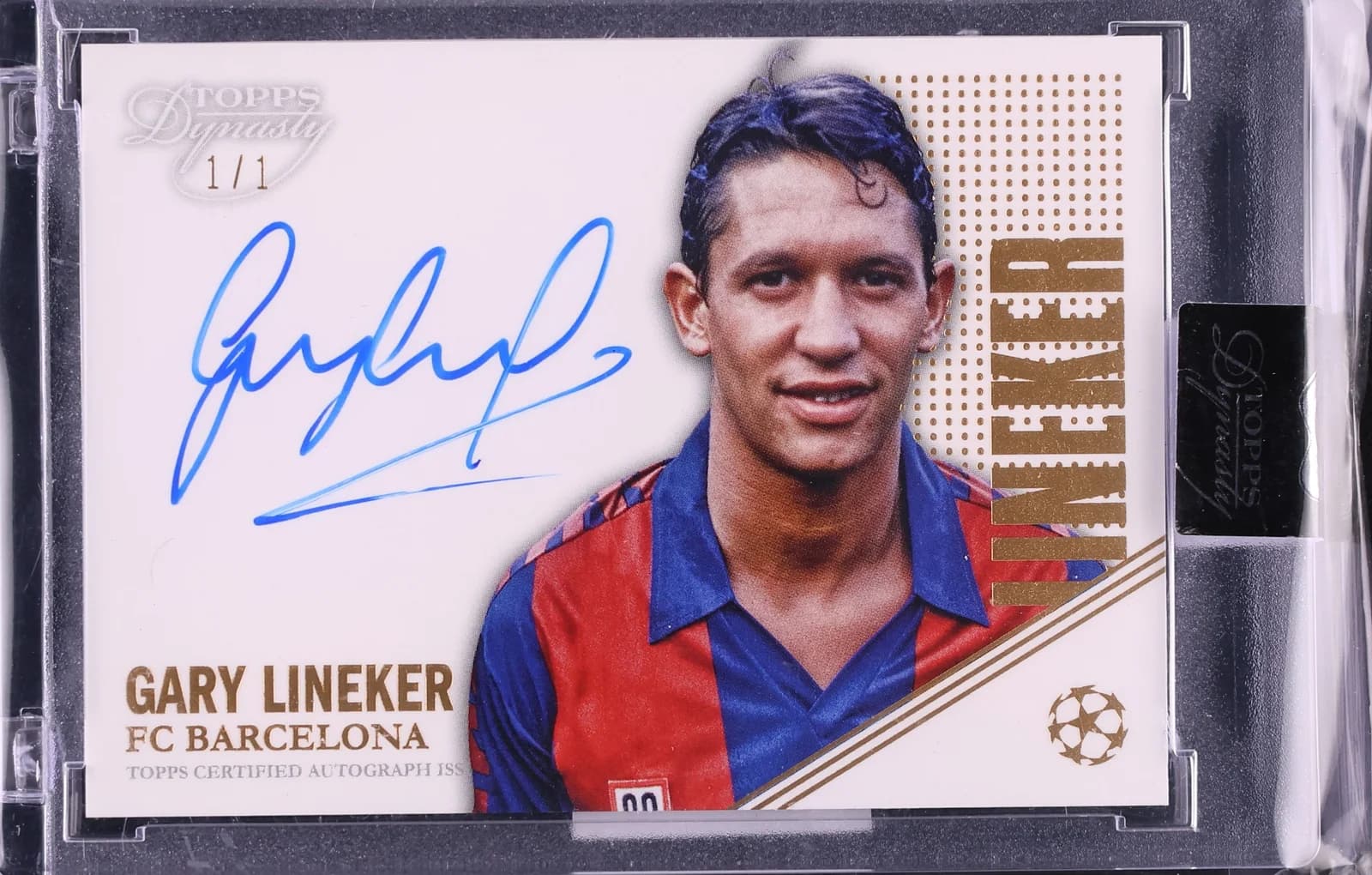 2022 Topps Dynasty UEFA CL Gold Gary Lineker, graded copy from a recorded sale (slab front)
