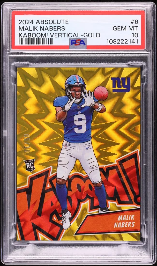 2024 Panini Absolute Kaboom! (vertical) Gold Malik Nabers /10 card front