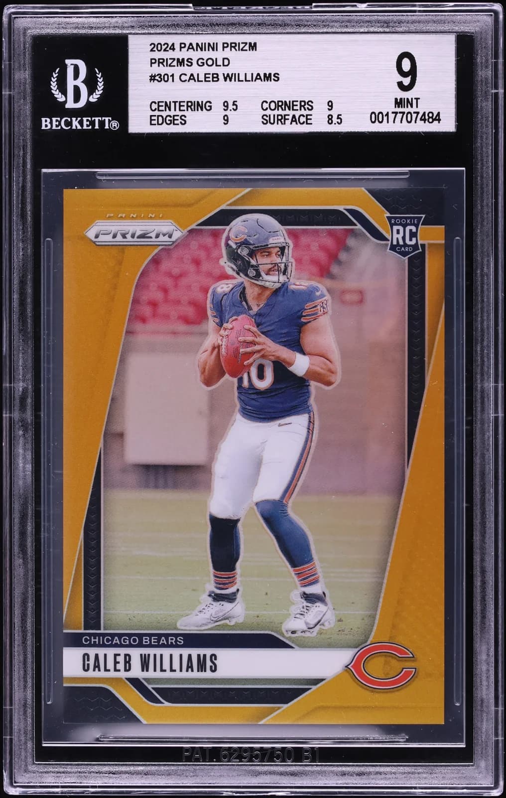 2024 Panini Prizm Gold Caleb Williams, graded copy from a recorded sale (slab front)