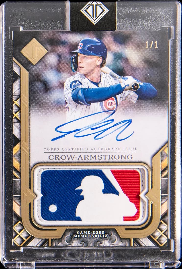 2025 Topps Transcendent Collection MLB Logo Patch Pete Crow-Armstrong #MLBPA-PCA 1/1 card front