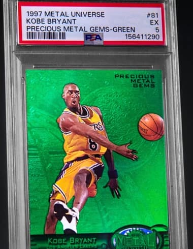 1997-98 Metal Universe Precious Metal Gems Green Kobe Bryant #81 slab front