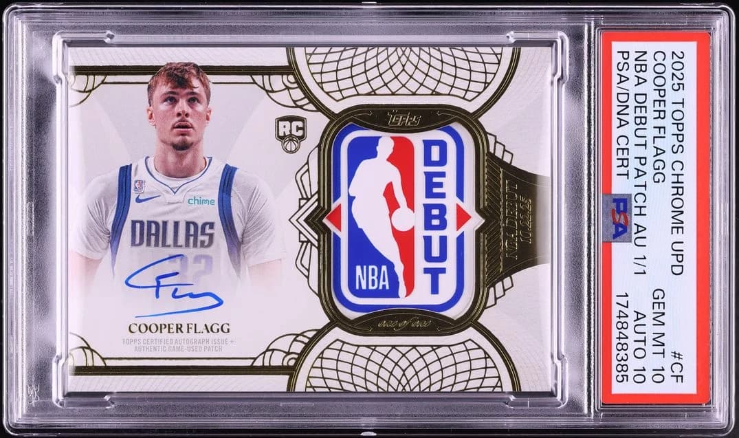 2025-26 Topps Chrome Update Cooper Flagg NBA Debut Patch Autograph 1/1 slab front