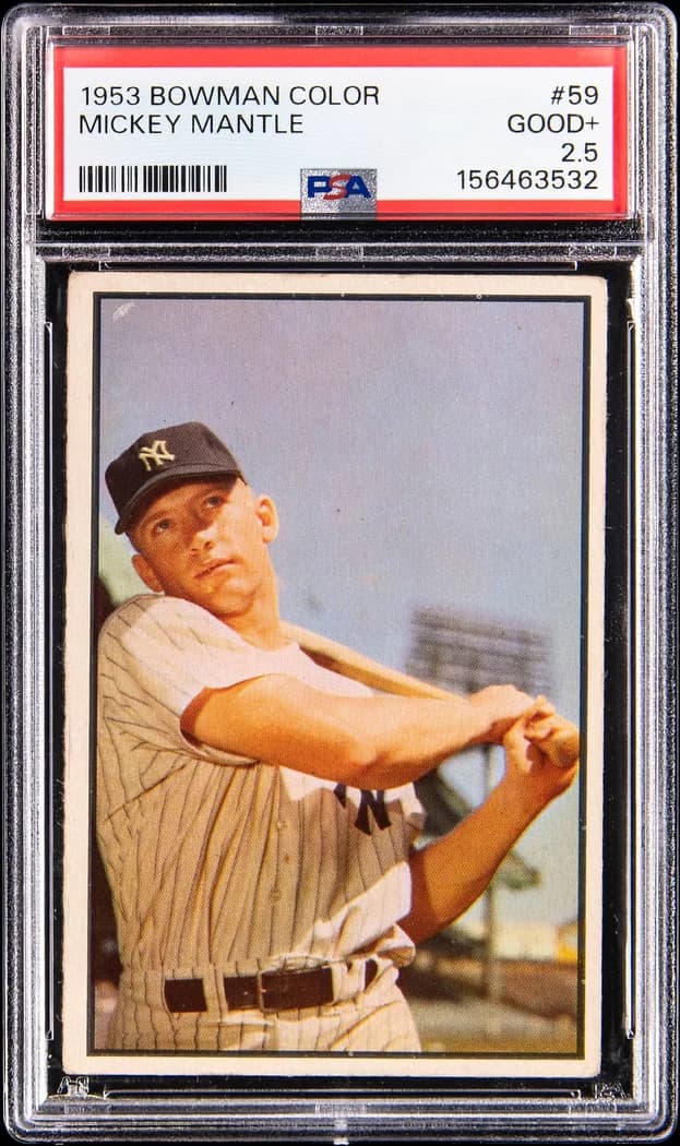 1953 Bowman Color Mickey Mantle #59 card front