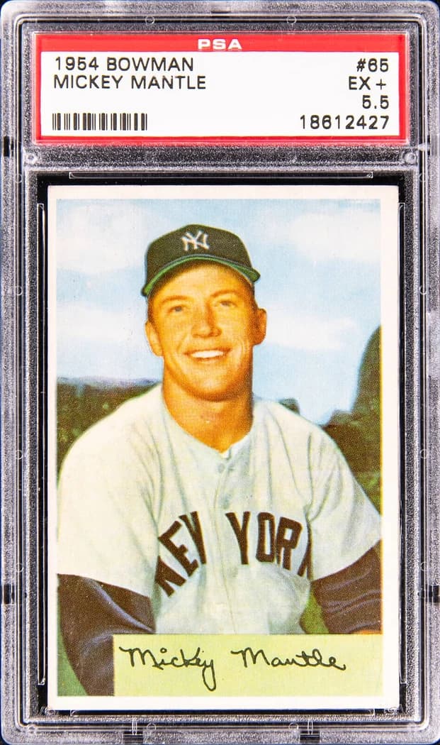 1954 Bowman Mickey Mantle #65 card front