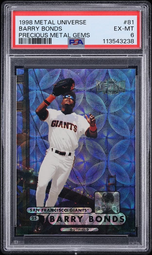 1998 Metal Universe Precious Metal Gems Barry Bonds #81 /50 card front