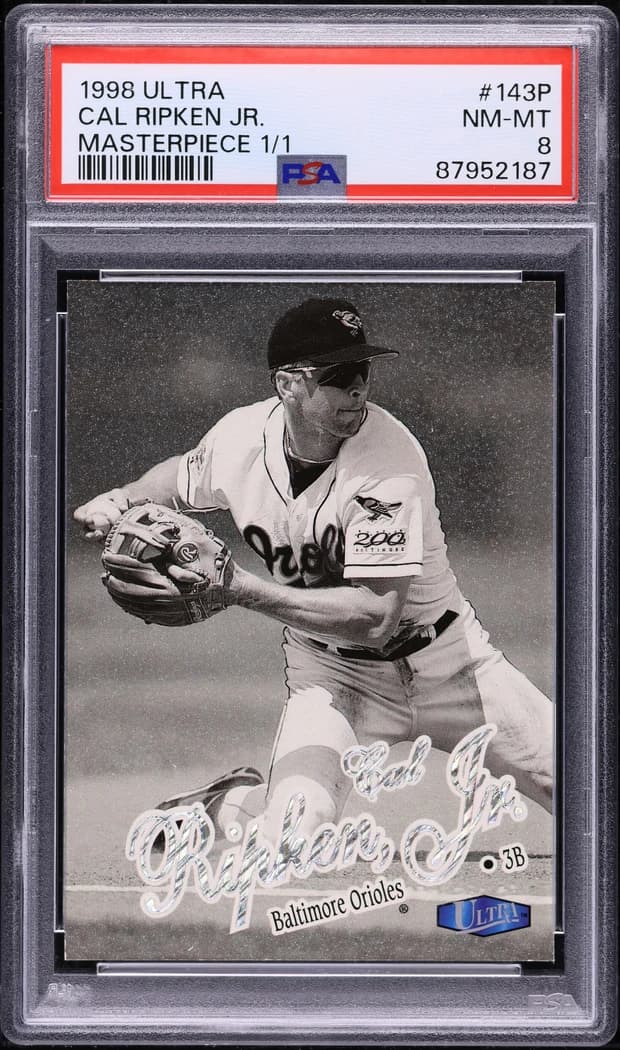1998 Ultra Masterpiece Cal Ripken Jr. #143P 1/1 card front
