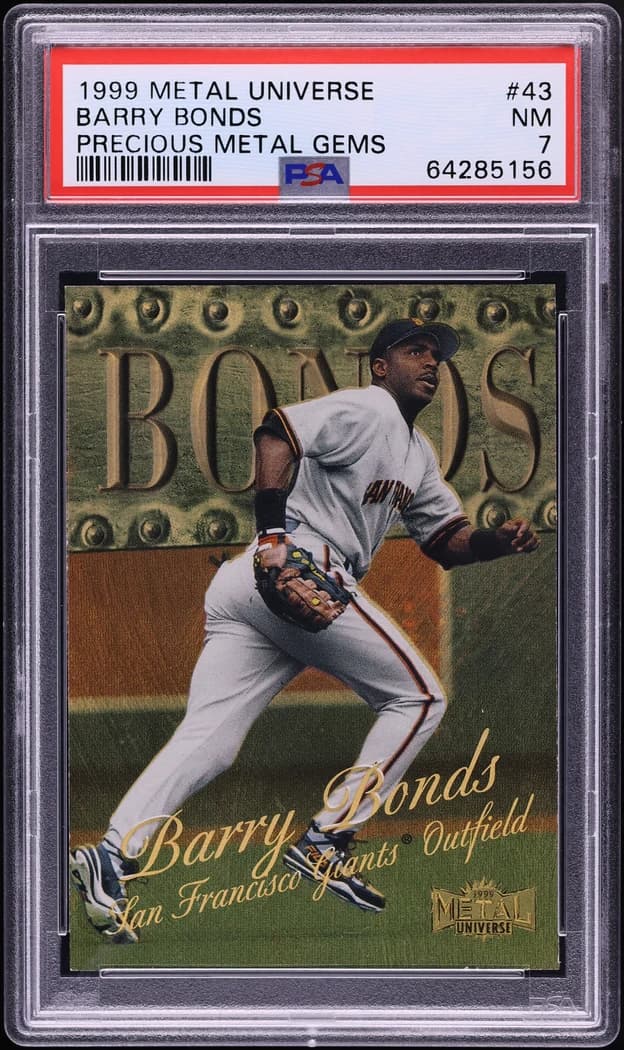 1999 Metal Universe Precious Metal Gems Barry Bonds #43 /50 card front
