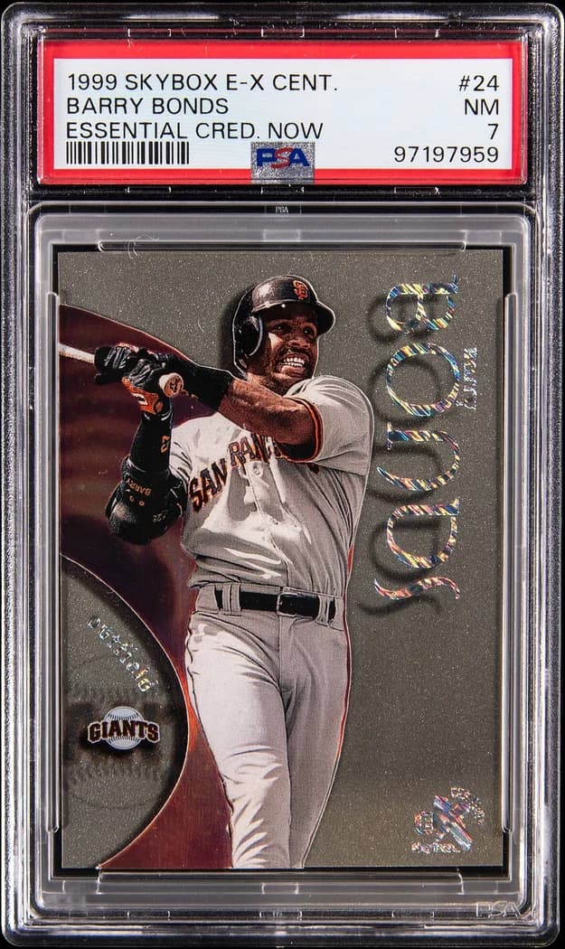 1999 SkyBox E-X Century Essential Credentials Now Barry Bonds #24 /24 card front