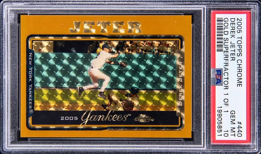 2005 Topps Chrome Gold SuperFractor Derek Jeter #440 1/1 card front