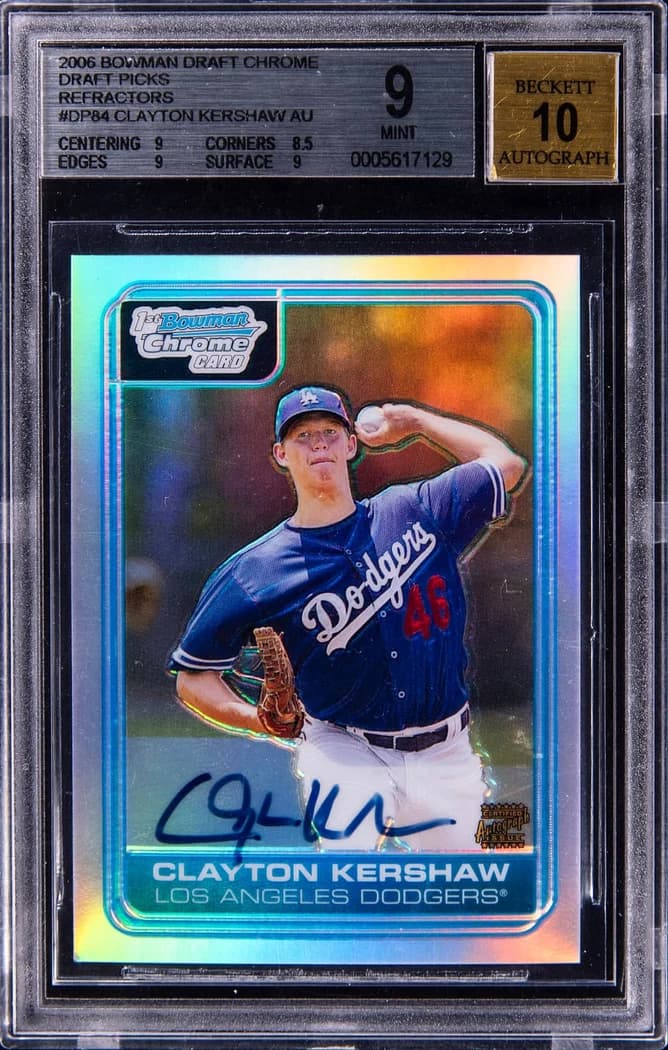 2006 Bowman Draft Picks & Prospects Chrome Draft Picks Autographs Refractor Clayton Kershaw #DP84 /500 card front