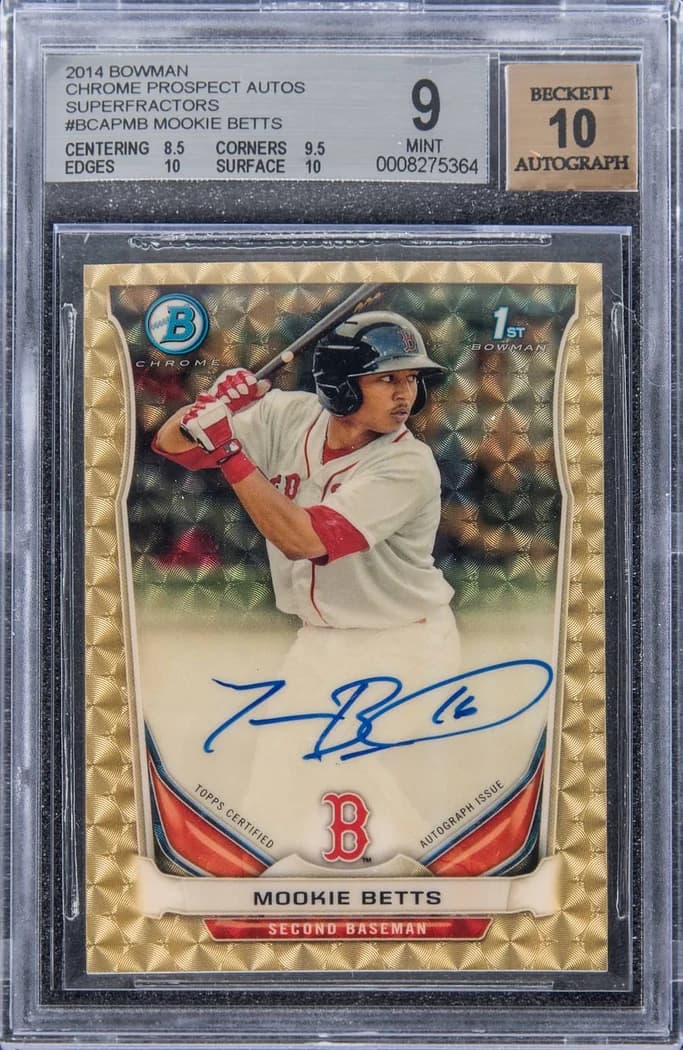 2014 Bowman Chrome Prospect Autographs SuperFractor Mookie Betts #BCAP-MB 1/1 card front