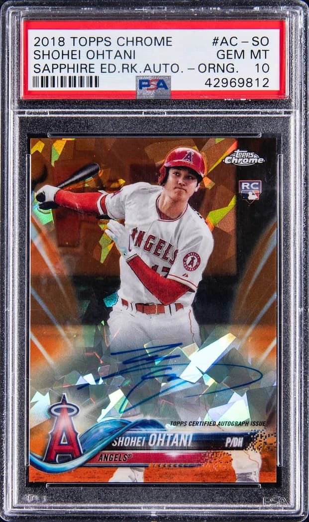 2018 Topps Chrome Sapphire Edition Rookie Autographs Orange Shohei Ohtani #AC-SO /25 card front