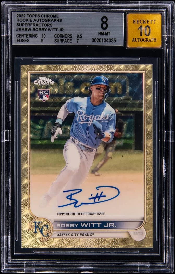 2022 Topps Chrome Rookie Autographs SuperFractor Bobby Witt Jr. #RA-BW 1/1 card front