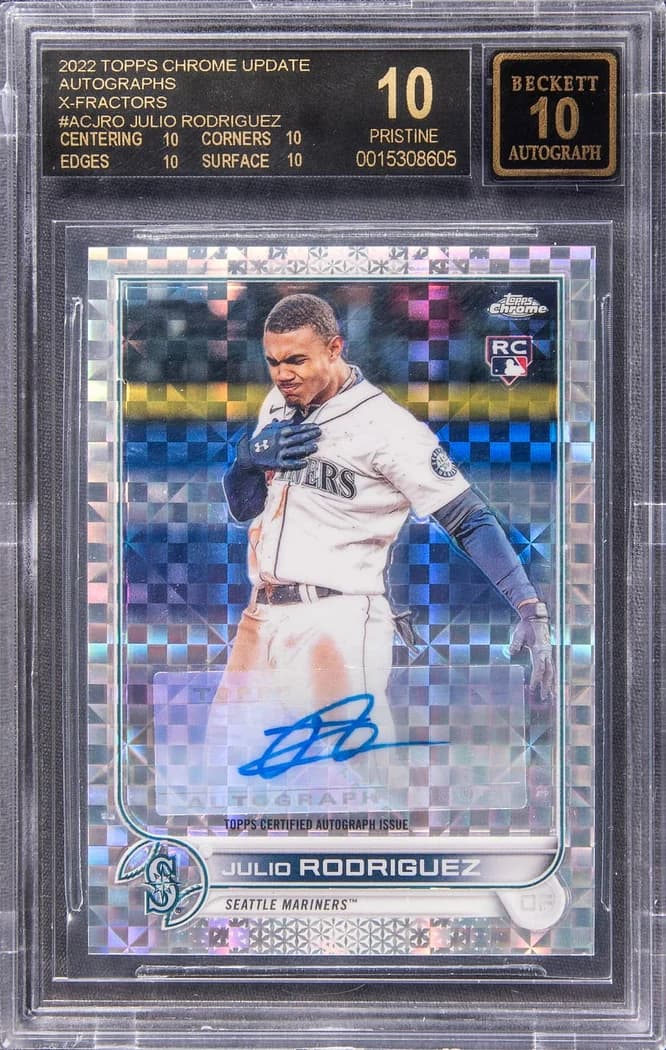 2022 Topps Chrome Update Autographs X-Fractor Julio Rodriguez #AC-JRO /125 card front