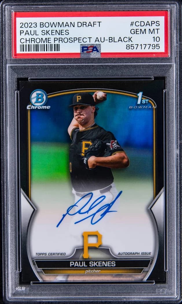 2023 Bowman Draft Chrome Prospect Autographs Black Refractor Paul Skenes #CDA-PS /75 card front
