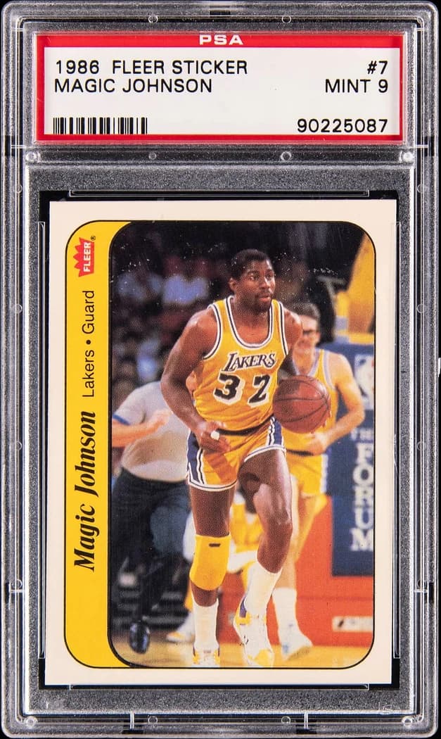 1986-87 Fleer Sticker Magic Johnson #7 card front