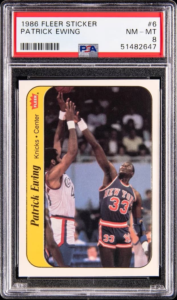 1986-87 Fleer Sticker Patrick Ewing #6 card front