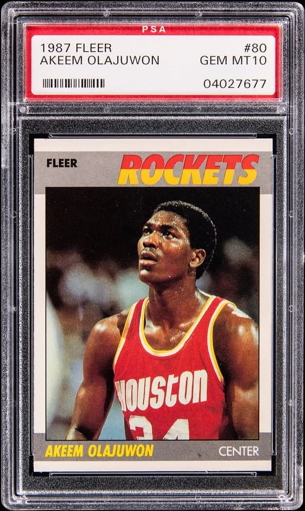 1987-88 Fleer Akeem Olajuwon #80 card front