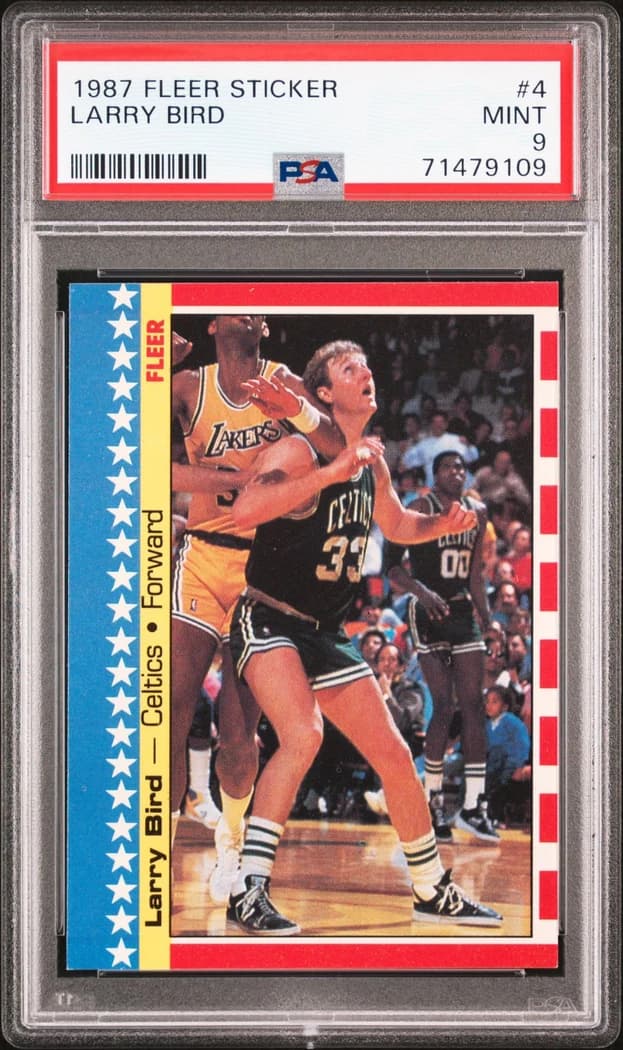 1987-88 Fleer Sticker Larry Bird #4 card front