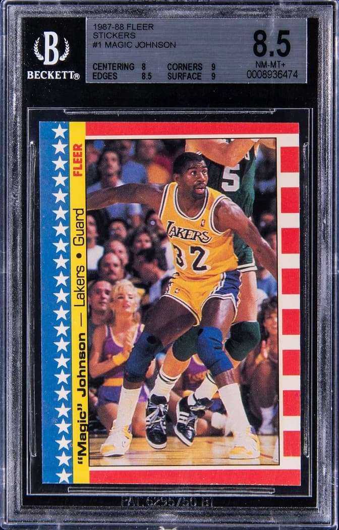 1987-88 Fleer Stickers Magic Johnson #1 card front