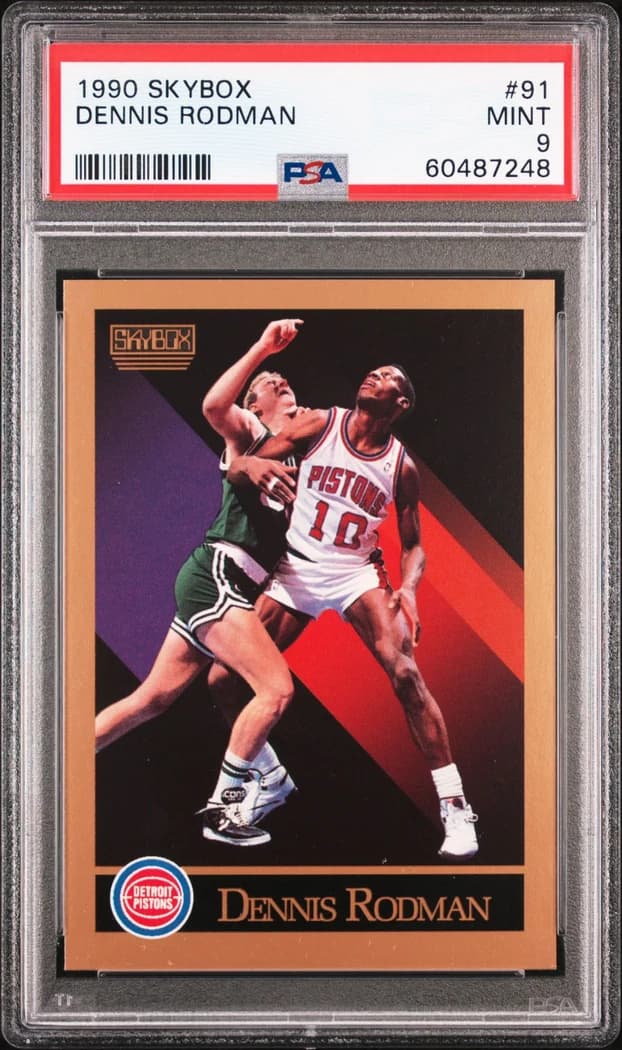 1990-91 SkyBox Dennis Rodman #91 card front