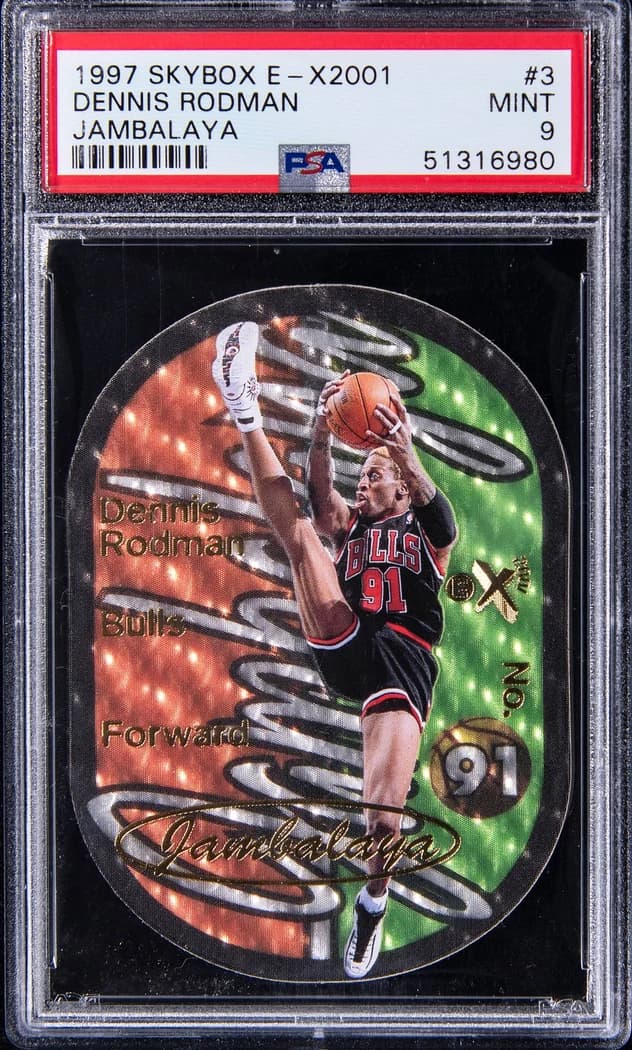 1997-98 SkyBox E-X2001 Jambalaya Dennis Rodman #3 card front