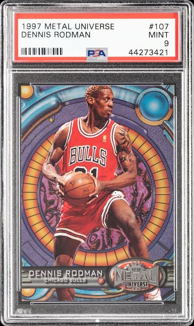 1997-98 SkyBox Metal Universe Dennis Rodman #107 card front