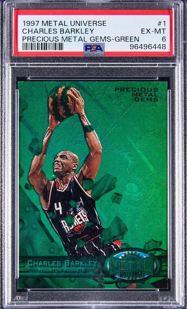 1997-98 SkyBox Metal Universe Precious Metal Gems Green Charles Barkley #1 /100 card front