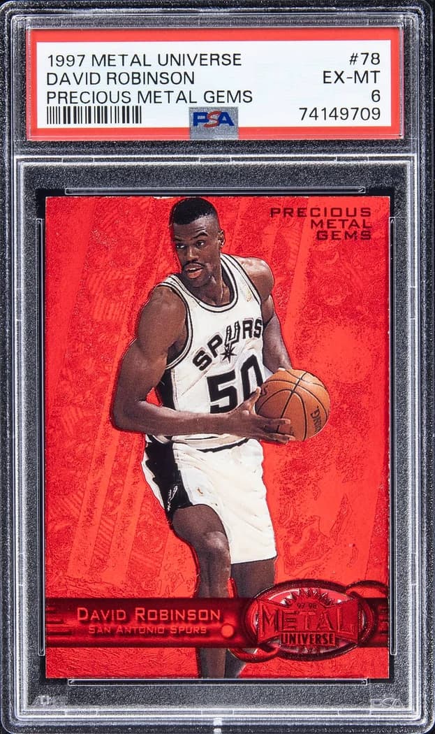 1997-98 SkyBox Metal Universe Precious Metal Gems Red David Robinson #78 /100 card front
