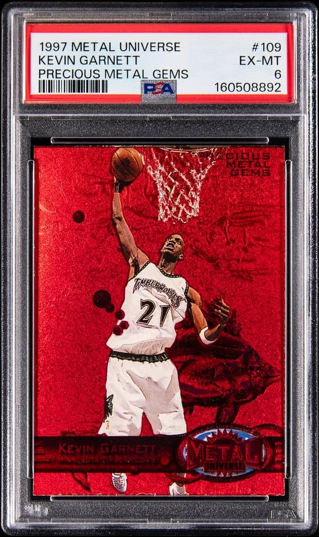 1997-98 SkyBox Metal Universe Precious Metal Gems Red Kevin Garnett #109 /100 card front