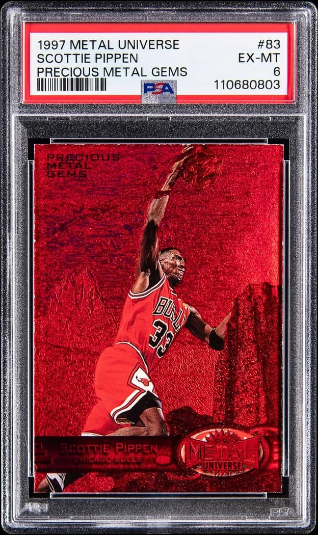 1997-98 SkyBox Metal Universe Precious Metal Gems Red Scottie Pippen #83 /100 card front