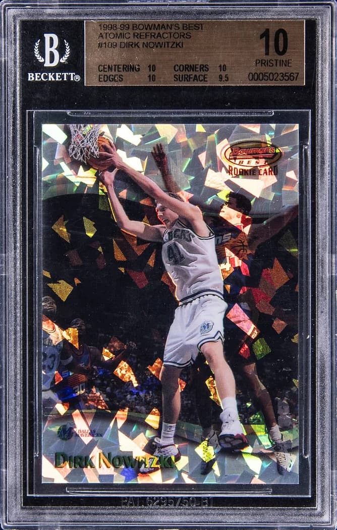 1998-99 Bowman's Best Atomic Refractor Dirk Nowitzki #109 /100 card front