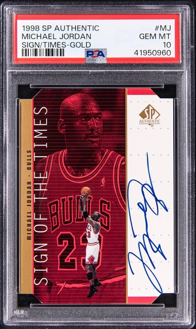 1998-99 SP Authentic Sign of the Times Gold Michael Jordan #MJ card front
