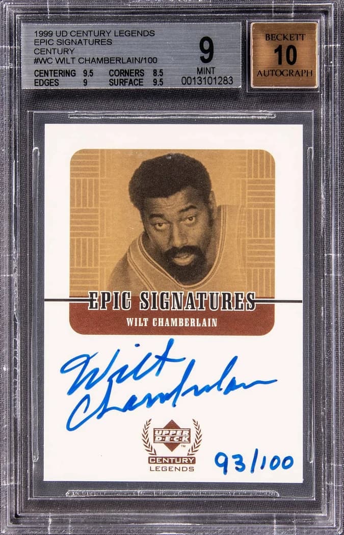 1999 Upper Deck Century Legends Epic Signatures Century Wilt Chamberlain #WC /100 card front