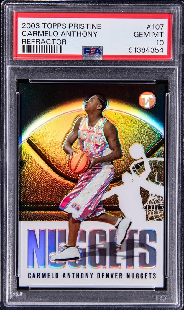 2003-04 Topps Pristine Refractor Carmelo Anthony #107 /1999 card front