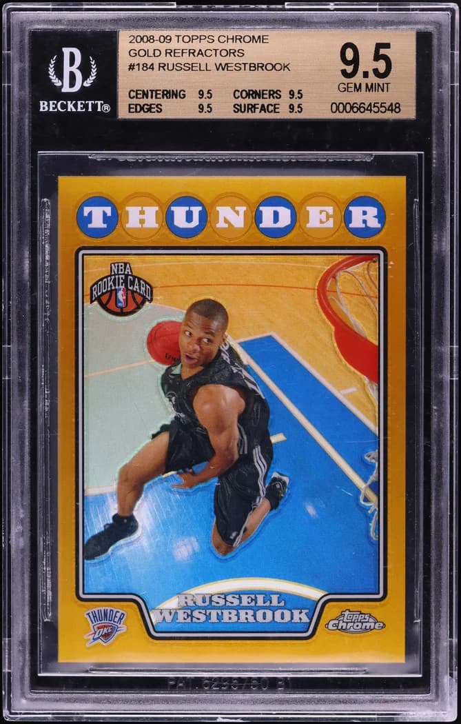 2008-09 Topps Chrome Gold Refractor Russell Westbrook #184 /50 card front