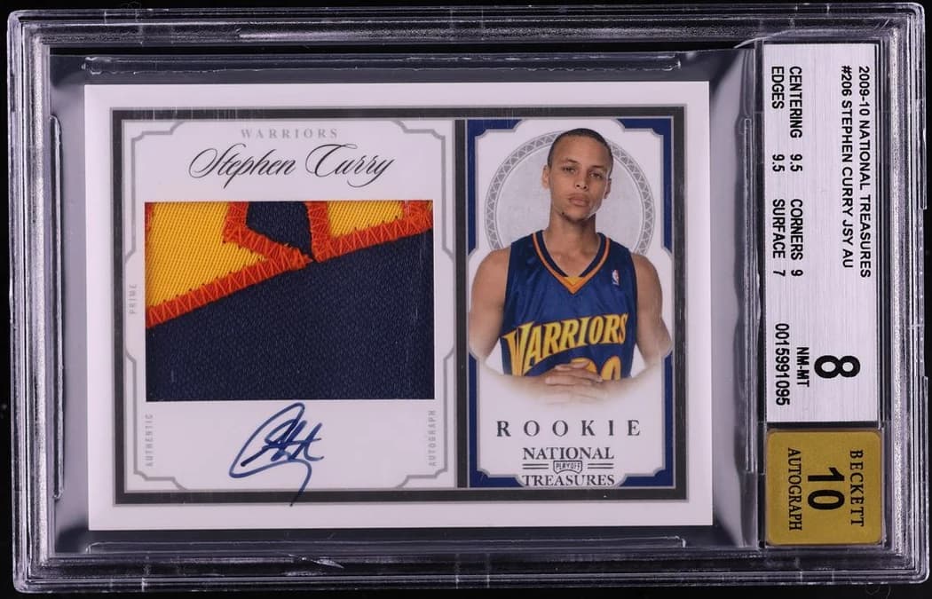 2009-10 Playoff National Treasures Rookie Patch Autograph Stephen Curry #206 /99 card front