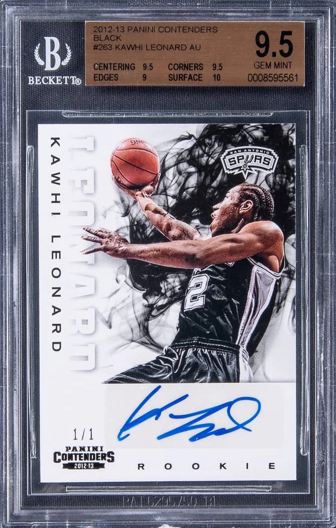 2012-13 Panini Contenders Rookie Autographs Black Kawhi Leonard #263 1/1 card front