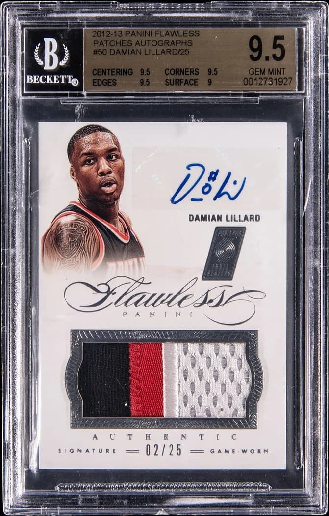 2012-13 Panini Flawless Patches Autographs Damian Lillard #50 /25 card front