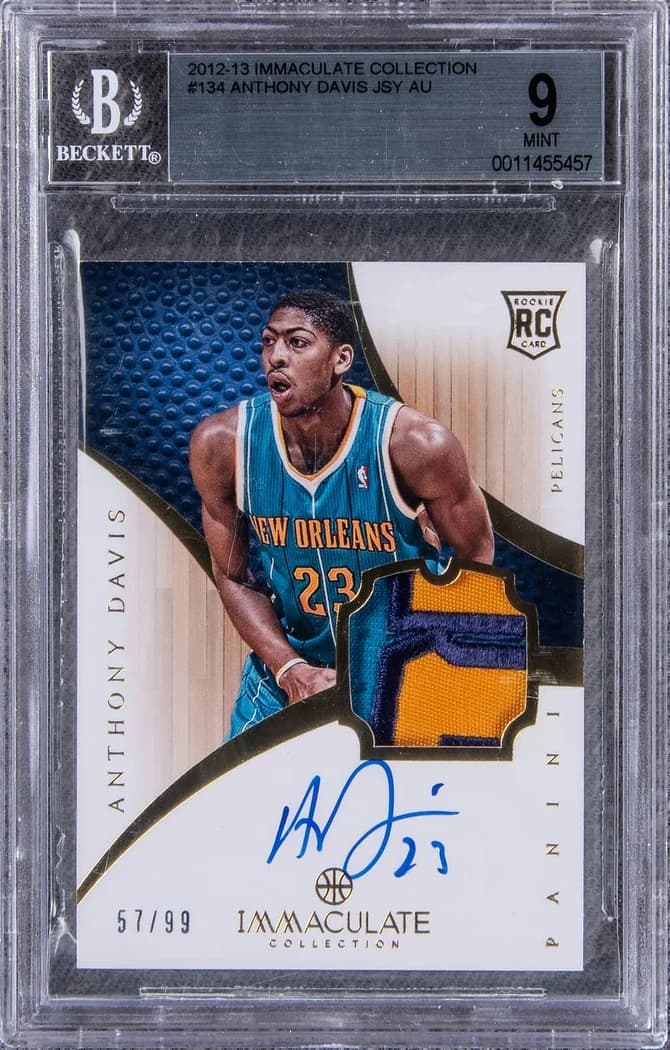 2012-13 Panini Immaculate Collection Rookie Patch Autograph Anthony Davis #134 /99 card front