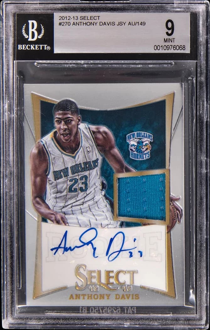 2012-13 Panini Select Rookie Patch Autograph Anthony Davis #270 /149 card front