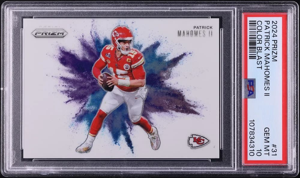 2024 Panini Prizm Color Blast Patrick Mahomes #31; representative card reference, color/finish and individual copy details may differ