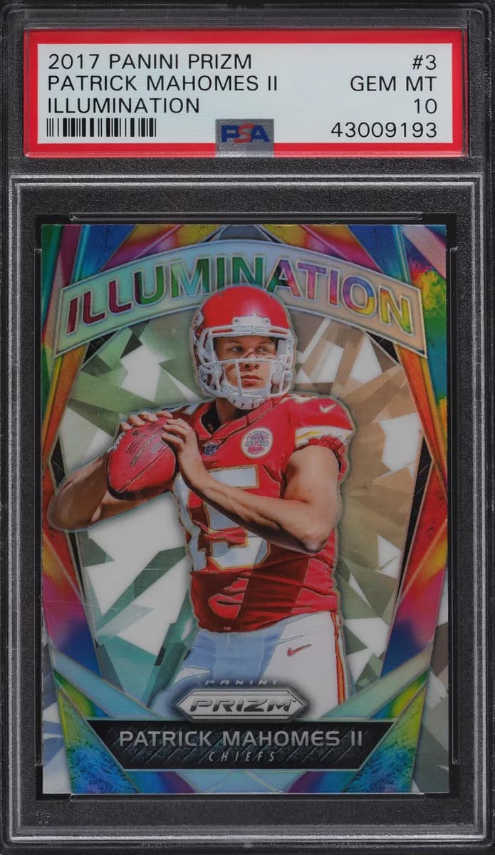 2017 Panini Prizm Illumination Patrick Mahomes #3; representative card reference, color/finish and individual copy details may differ