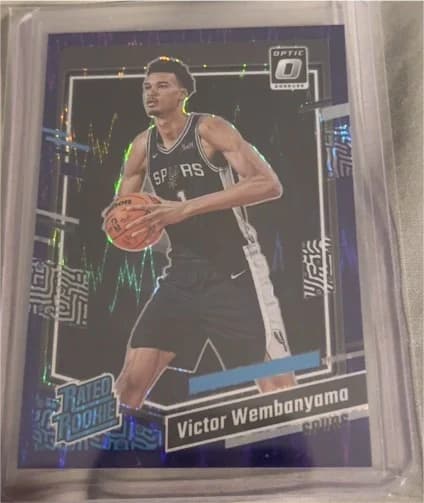2023-24 Panini Donruss Optic Rated Rookie Victor Wembanyama #225; representative card photograph; finish, patch, autograph and individual-copy details may differ