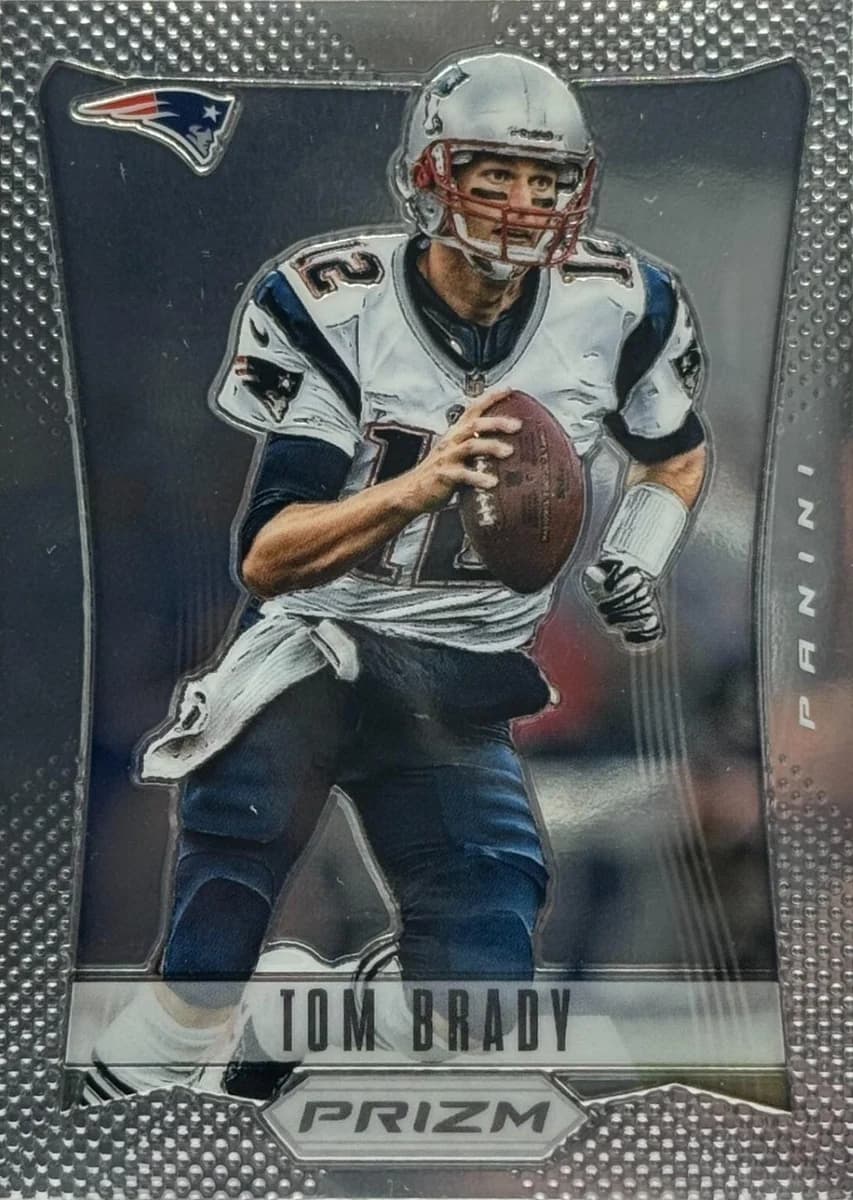 2012 Panini Prizm Tom Brady #116; representative card photograph; finish, patch, autograph and individual-copy details may differ